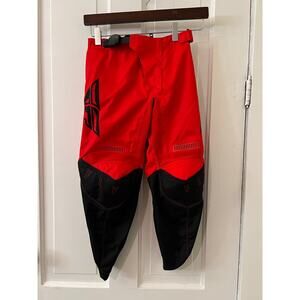 Fly Racing F-16 Pants kids 22 moto dirt biking downhill RZR hip pads black & red